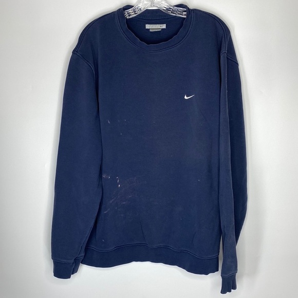 Vintage Nike Blue Crewneck Side Swoosh Crewneck Sweatshirt Grunge 90s Large - Picture 1 of 7
